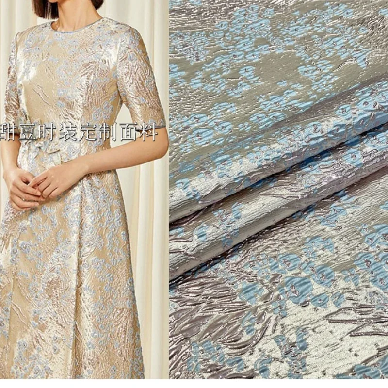 Yarn Dyed Gold Silk Jacquard Brocade Fabric Flower Relief Dress Jacket Clothing Materia for Diy Fashion Sewing by the Meter