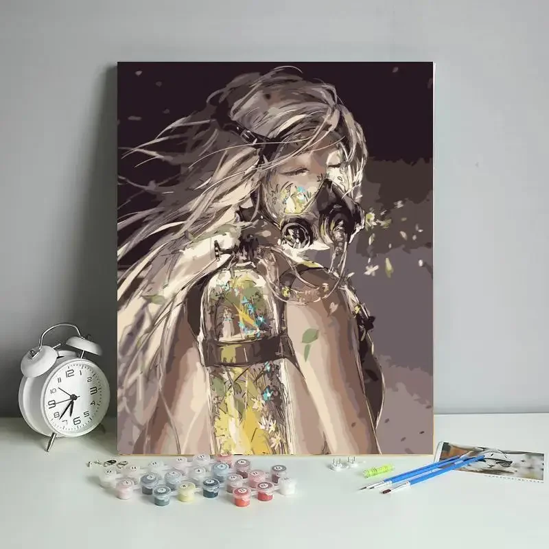 DIY Paint By Number Cyberpunk and Steampunk Beauty Girl Cool Art Decoration Oil Painting for Adult and Kids Home Decor