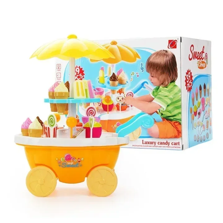 [Lustig] Spielhaus Spiel Küche Spielzeug elektronische Candy Ice Cream Lutscher Einzelhandel Kinderwagen Auto mit leichter Musik Spielzeug Baby Mädchen Geschenk