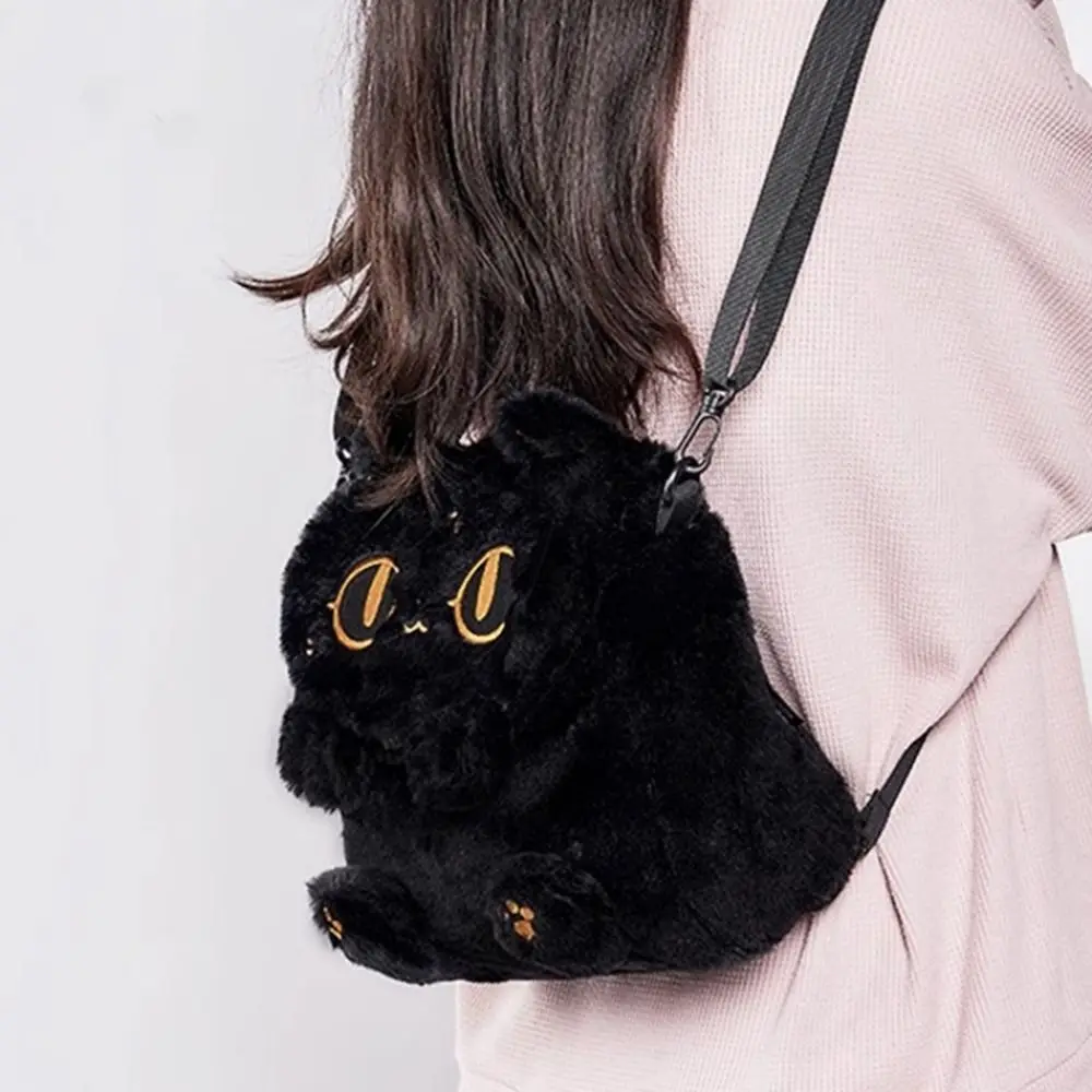 حقيبة ظهر دمية على شكل قطة كرتونية قطيفة ، حقيبة حرم جامعية بسعة كبيرة وبساطة ، غطاء قابل للتنقل ، حقيبة بفتحة قطرية ، حقيبة تسوق ناعمة