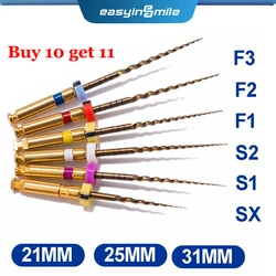 Easyinsmile – limes dentaires en or, 6 pièces/paquet, endodontie rotative, grand format, NITI SX S1 F1 F2 F3, 21MM, 25MM, 31MM