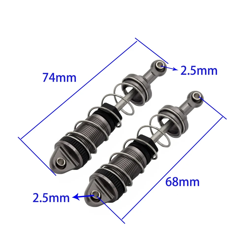 Rcカー用油圧メタルショックアブソーバー,mjx h16,16207,wltoys 144001, 144002, 144010, 124019, 124017,mn128,mn86,g500,4個