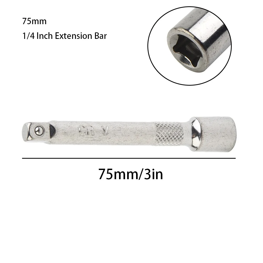 Sleeve Wrench Extender Bar Rustproof 1Pc 50/75/100MM Chromed Steel Silver Sliding Rod Small Square Rod Wrench New