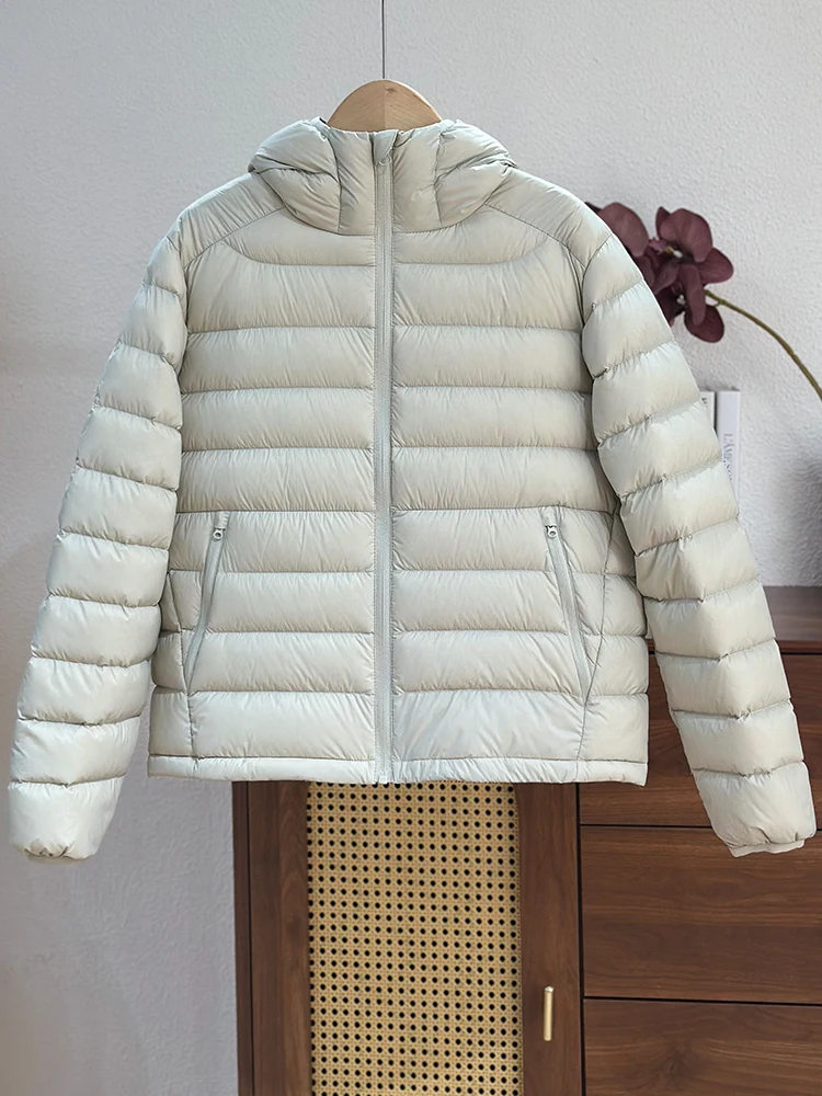 Casual All Match Women's Lightweight Down Jacket Winter Solid Color Hooded Thick Coats Daily Commuting Long Sleeved Top