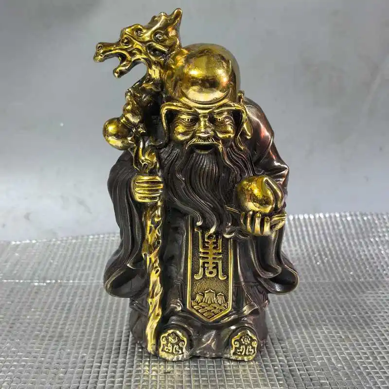 Bronze Three of , , Longevity Figurine, Brass God of Wealth Statue, Stars of Fortune, Prosperity, and