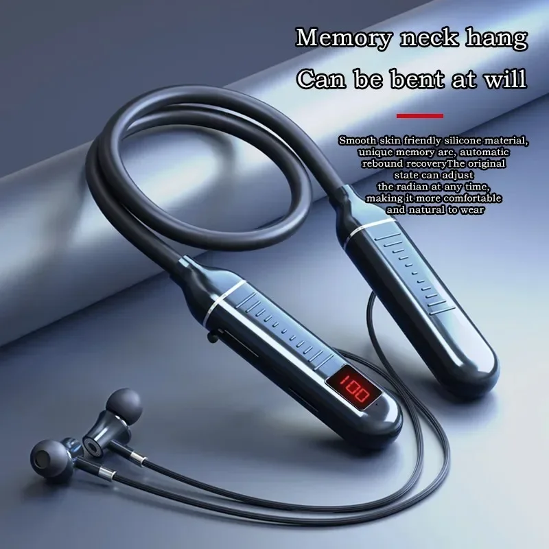 Auriculares inalámbricos Bluebooth con banda para el cuello, auriculares con pantalla LED para videojuegos, auriculares deportivos estéreo con cuello Halter, auriculares magnéticos impermeables