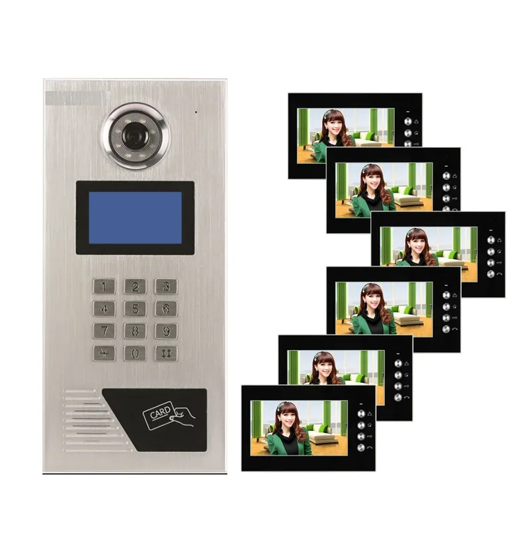 2 apartments video door phone wired intercom building system 8monitor add 2outdoor unit