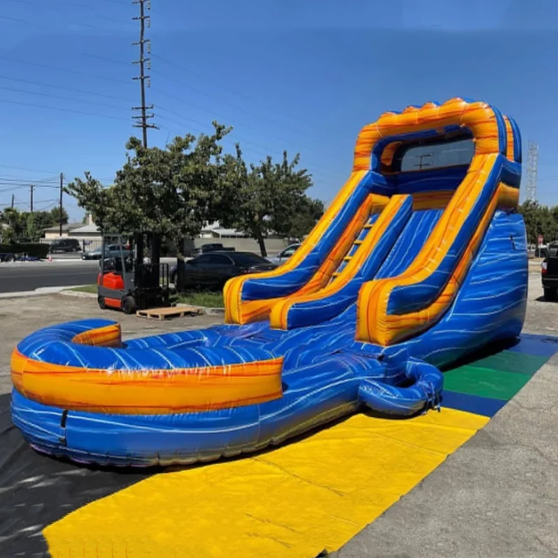 Commercial 15oz PVC Home use Inflatable Slide Outdoor Backyard Dry Wet Inflatable Slide With Pool