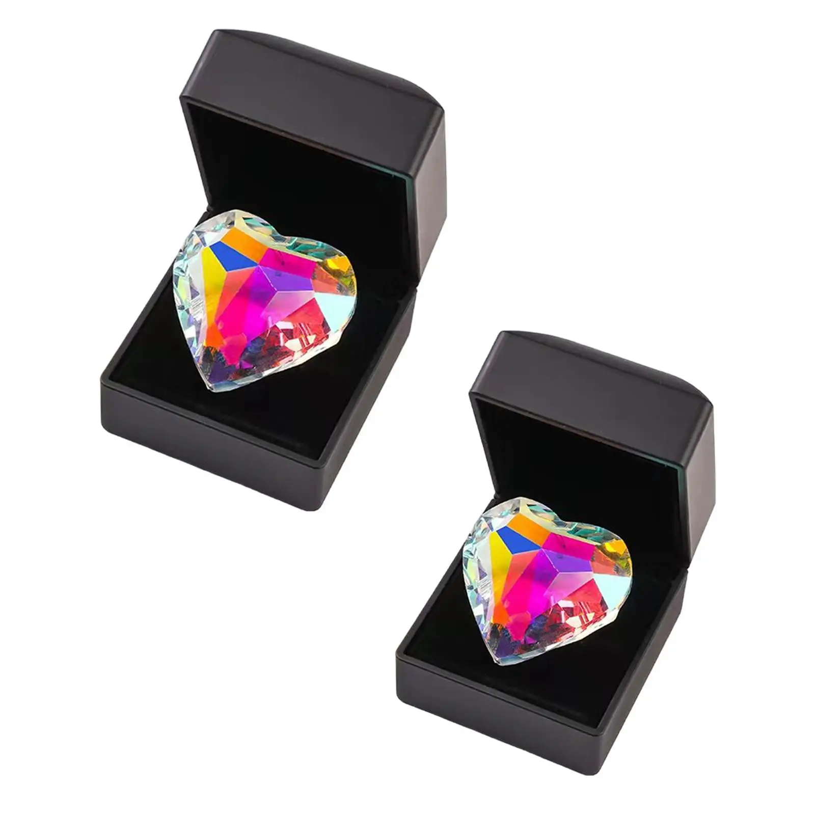 Heart Shaped Prisms Pendant Ornament Elegant Rainbow Refraction Effect for Bedroom Versatile with Hanging Rope with Gift Box