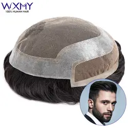 Hollywood Swiss Lace Toupee Men Wig Male Hair Prosthesis Natural Human Hair Exhuast Systems Protesis Men's Wigs Capilar Hombre