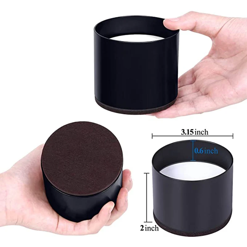 2/4PCS Bett Möbel Steigleitungen Höhe in Höhen Heavy Duty Steigleitungen für Sofa Couch Schreibtisch Tisch Schwarz Runde saquare Boden Protector – Detail 2