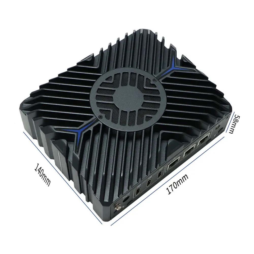 12th Gen Industrial Fan Mini PC i3 1215U i5 1235U i7 1255U 3*Intel i225-V 2.5G Lan 3 x HD-MI 4K Display DDR5 NVME Mini Computer