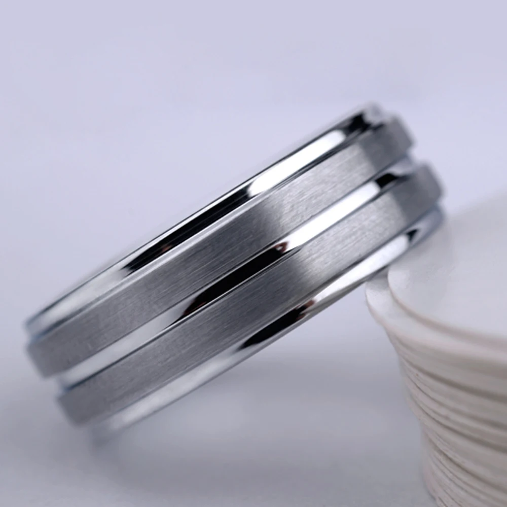 Tungsten Carbide Wedding Rings for Men Groove Band 8mm Charm Jewelry Gift Size 8-13