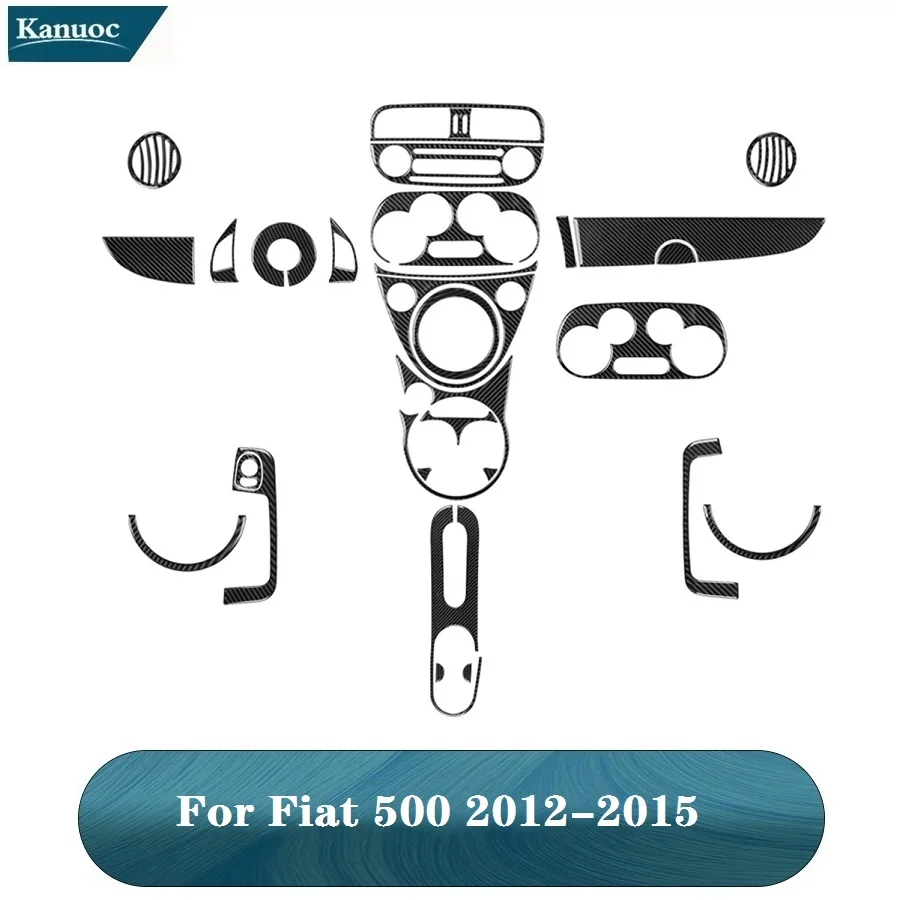 카본 파이버 블랙 스티커 커버 트림, 자동차 인테리어 장식 액세서리, 다양한 부품, 피아트 500 2012 2013 2014 2015