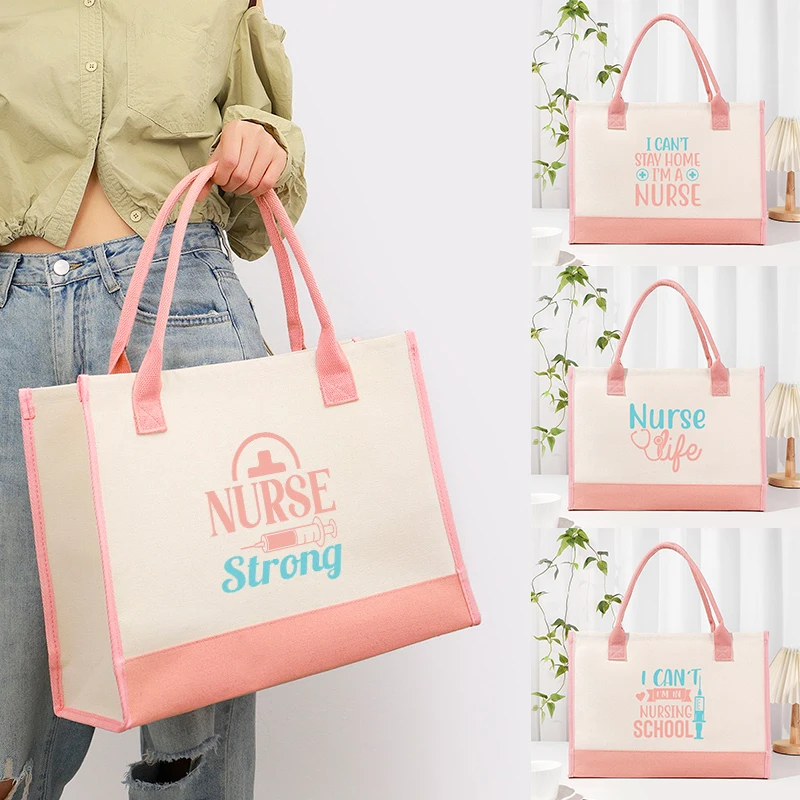 Nurse's Day Colorful Printed Fashion Canvas Women's Handbag Large Capacity One Shoulder Casual Beach Bag Interior Waterproof