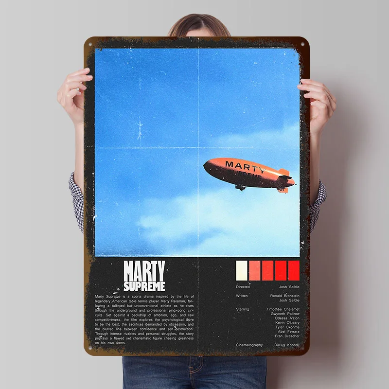 Marty Supreme Movie Tin Poster Customized Wall Art Retro Vintage Metal Signs for Fans Room Bedroom Decoration Gaming Interior