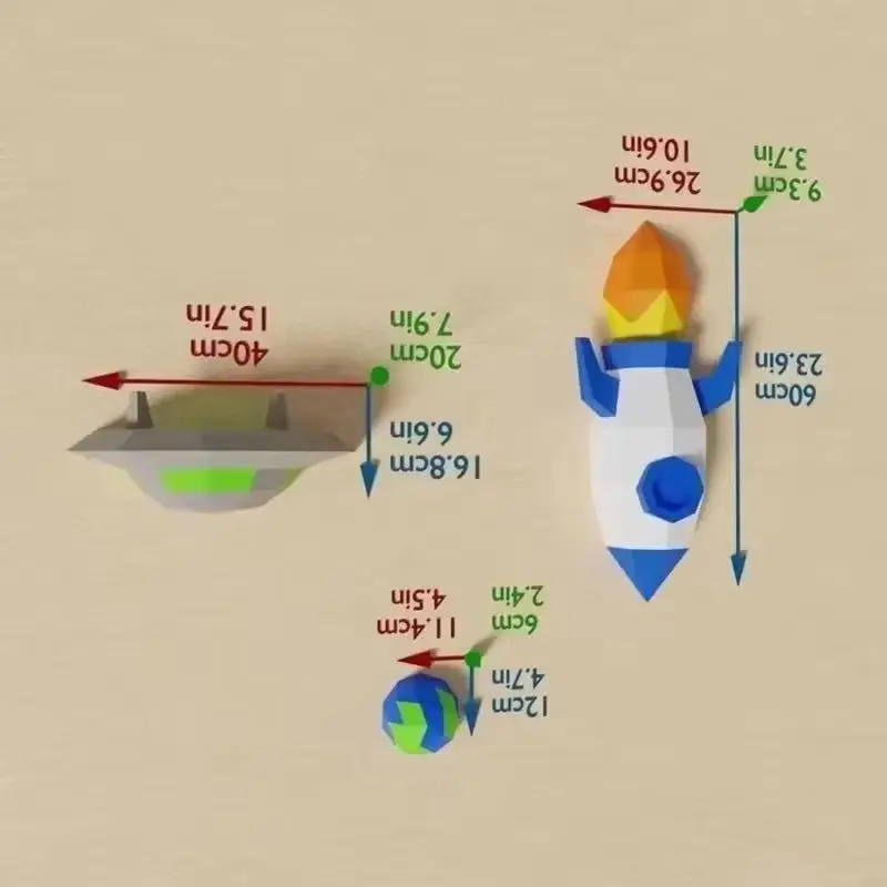 

Космическая ракета НЛО планета тема бумажная модель детская комната украшение стены домашний декор Papercraft 3D DIY оригами ручной работы