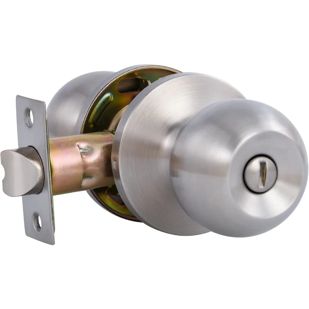 

Внутренние дверные ручки для спальни или ванной комнаты без ключа, дверные замки из атласного никеля, плоские шариковые дверные ручки для ванной/кровати