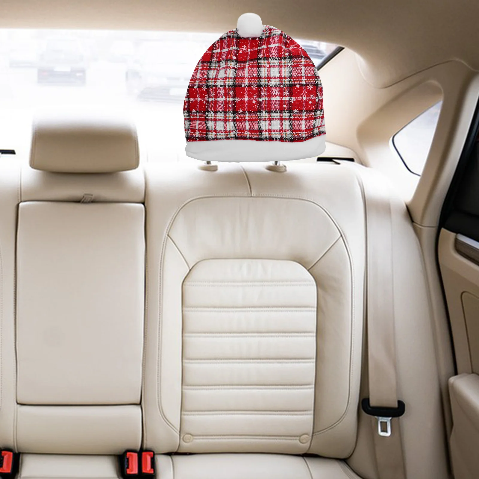 

2Pcs Christmas Car Seat Headrest Covers Long Lasting Easy to Clean Replacement Headrest Cover for Cars Car Decorations