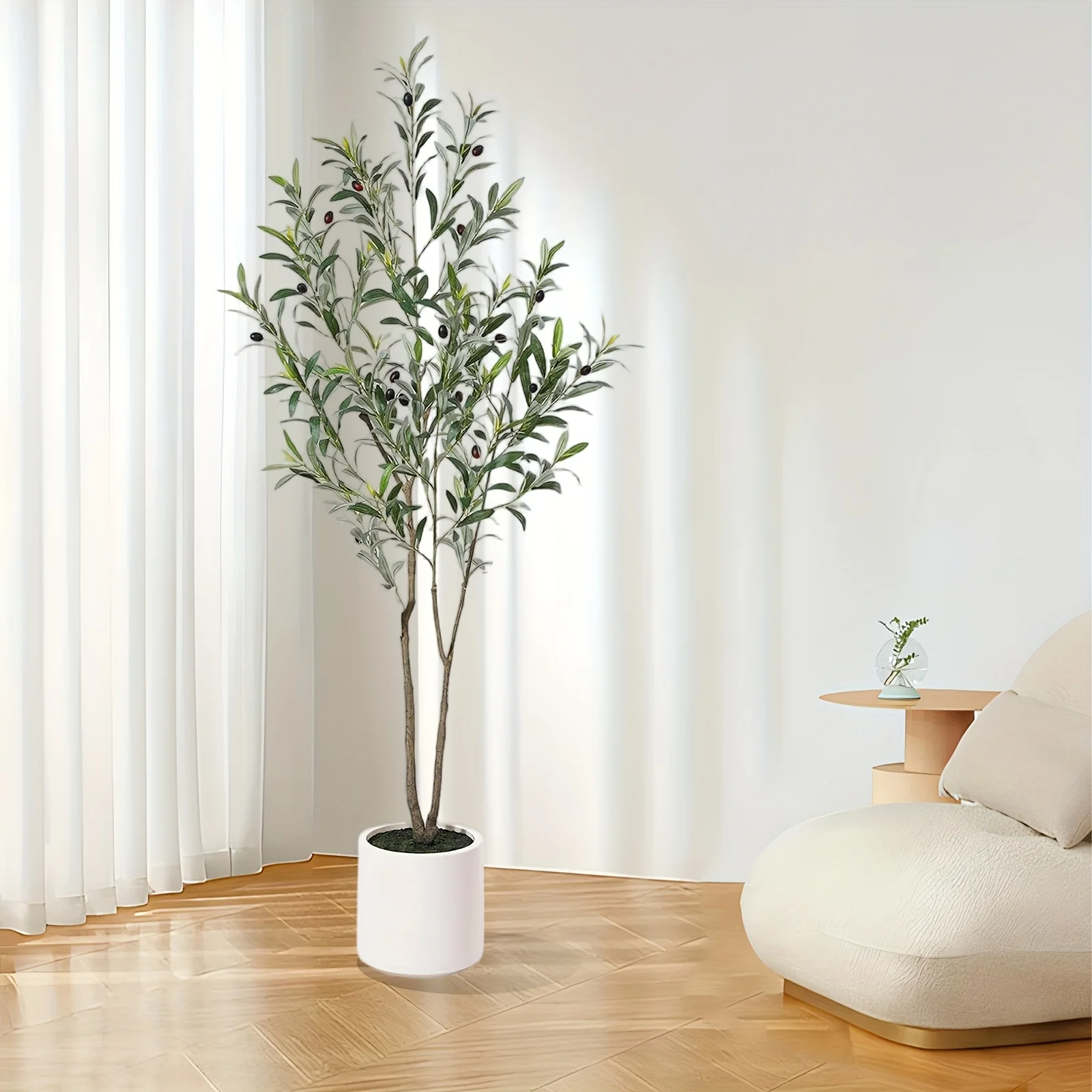 

Искусственные оливковые деревья, высотой 7/6/5/4 фута, искусственные оливковые деревья для помещений, искусственное оливковое дерево, большие оливковые растения в белом кашпо.