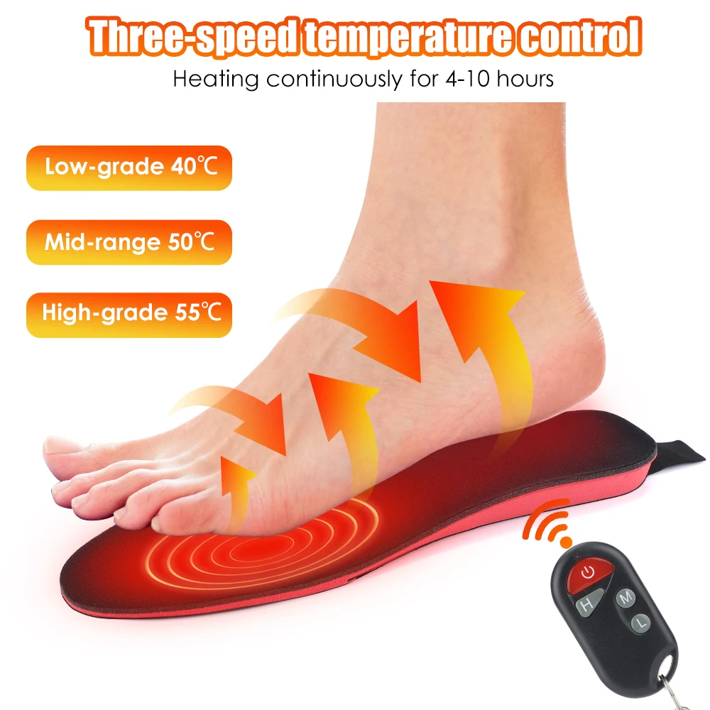 Heating Insole Rechargeable Remote Control Thermostat Three-speed Temperature Adjustment Cold Protection Keep Warm Foot Massager