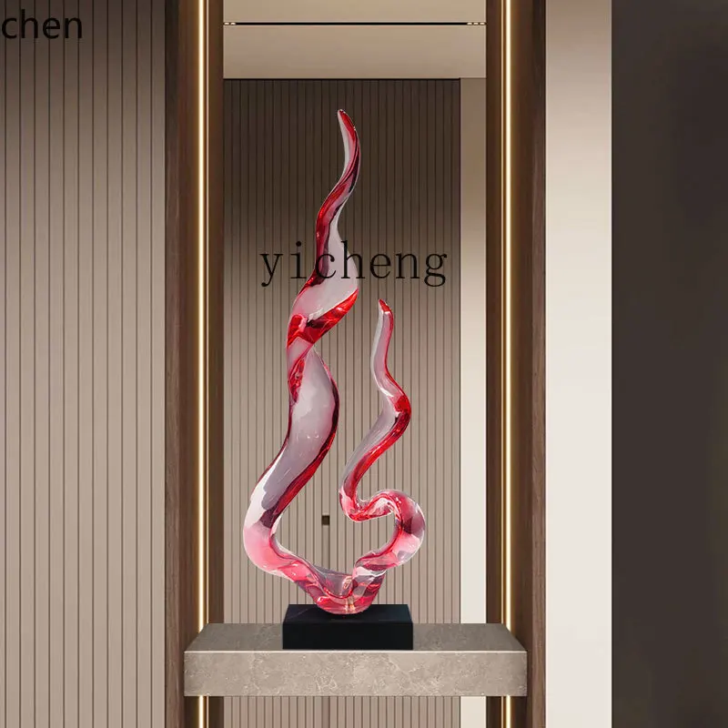 ZML Entrance Decorative Ornament Abstract Art Transparent Resin Sculpture Accessories Crafts Large Ornament