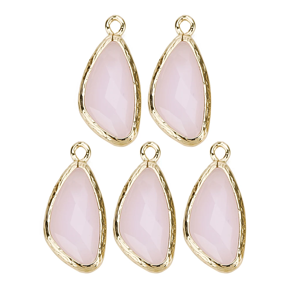

5 PCS Glass Pendant Charms for Necklaces Irregular Stone Diy Jewelry Connector Pendants Making Findings Bracelet