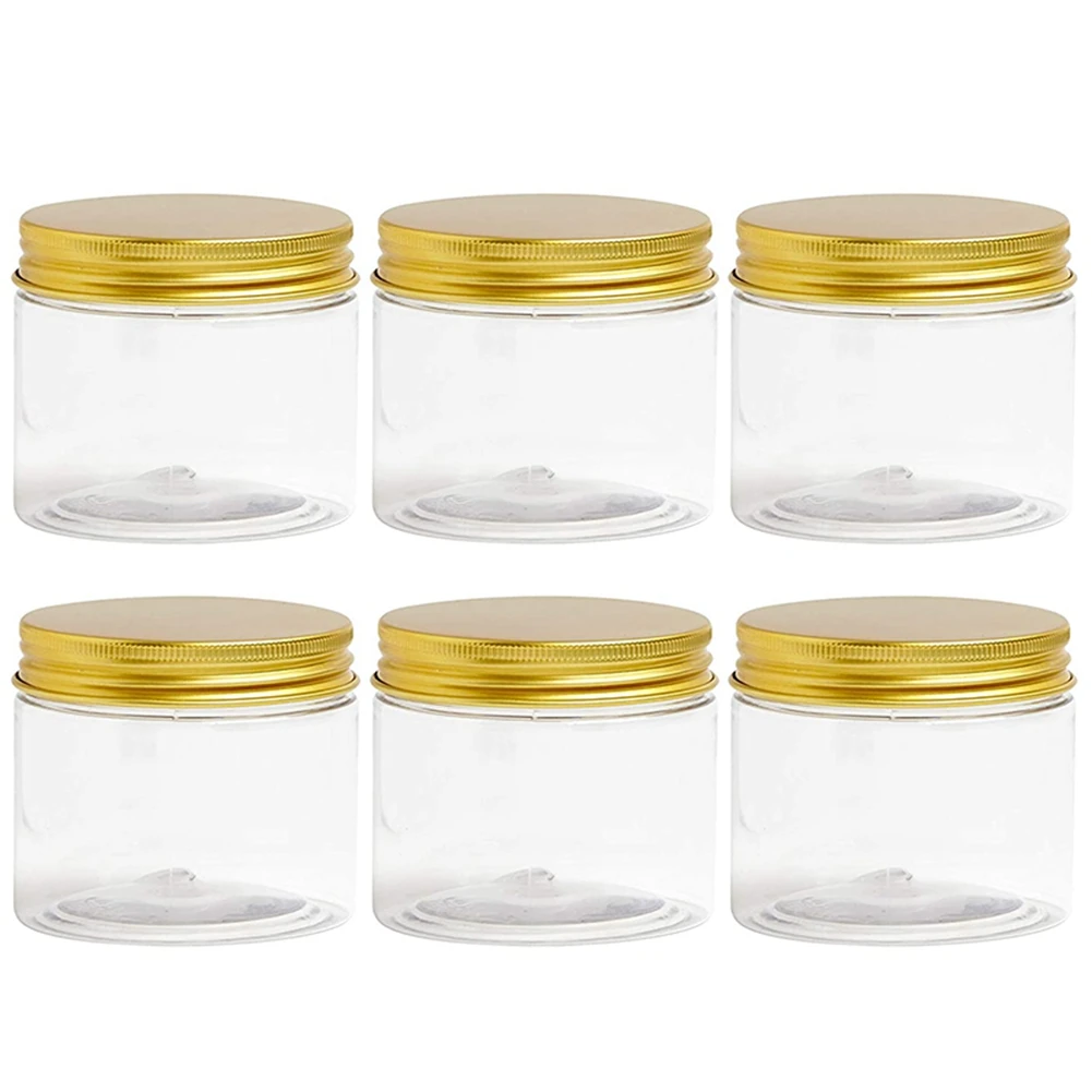 

6Pcs Plastic Jar with Lid, Transparent Jar with Lid, Plastic Mason Jar, Cosmetic Storage Container, Slime Storage Jar