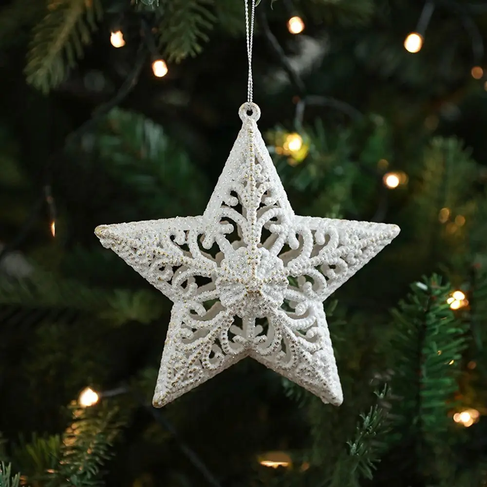 

White Christmas Angel Wings Pendant Snowflake Bowknot DIY Crafts Pentagram Butterfly Pendant Plastic Exquisite