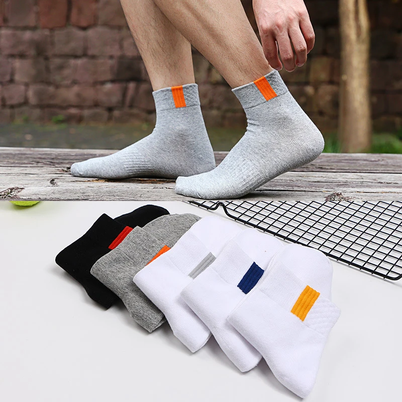 

5Pairs Men's Cotton Sports Socks Spring Short Mouth Fashion White Casual Socks High Quality Socks Men