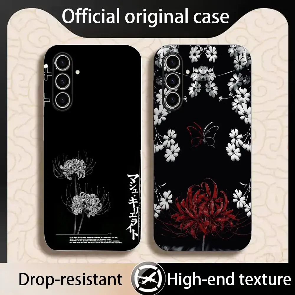 Red spider lily Japan art fashion design  Phone Case For Samsung Galaxy S26 S25 S24 S23 S22 S21 Plus Ultra Note20 Soft Black view 3
