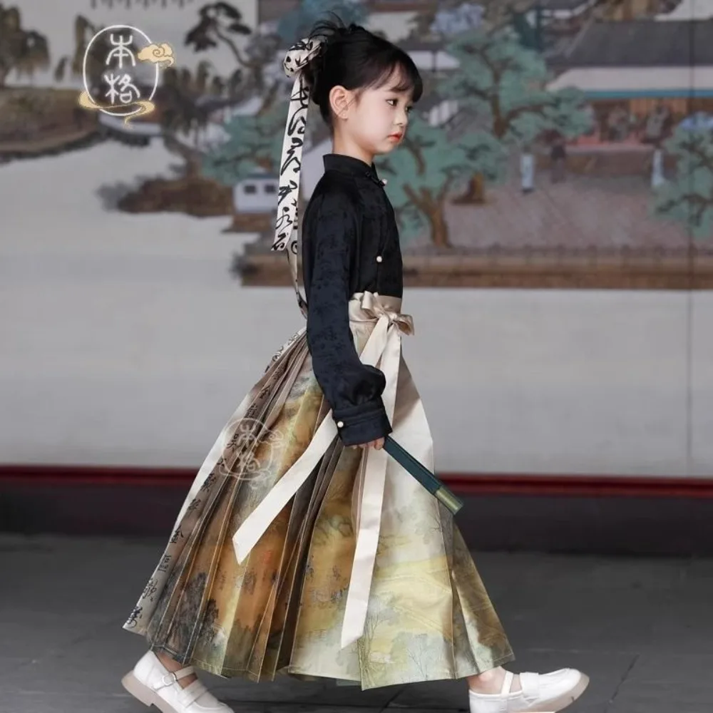 

‌ Новинка 2023 года: комплект юбки Hanfu для девочек — платье Fairycore в стиле династии Мин, традиционный китайский костюм, весенне-осенний наряд