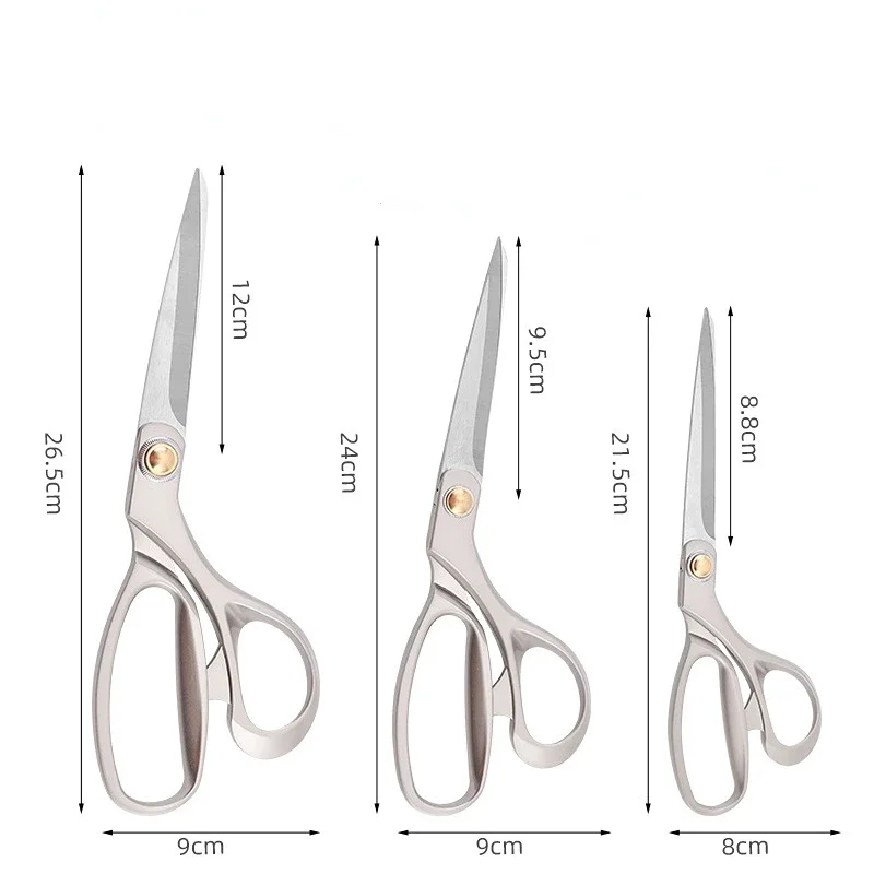 Household 8 9 10 Inch Stainless Steel Tailor Scissors Alloy Handle Flat Tooth Dressmaking Sewing PU Leather Fabric Craft Shear