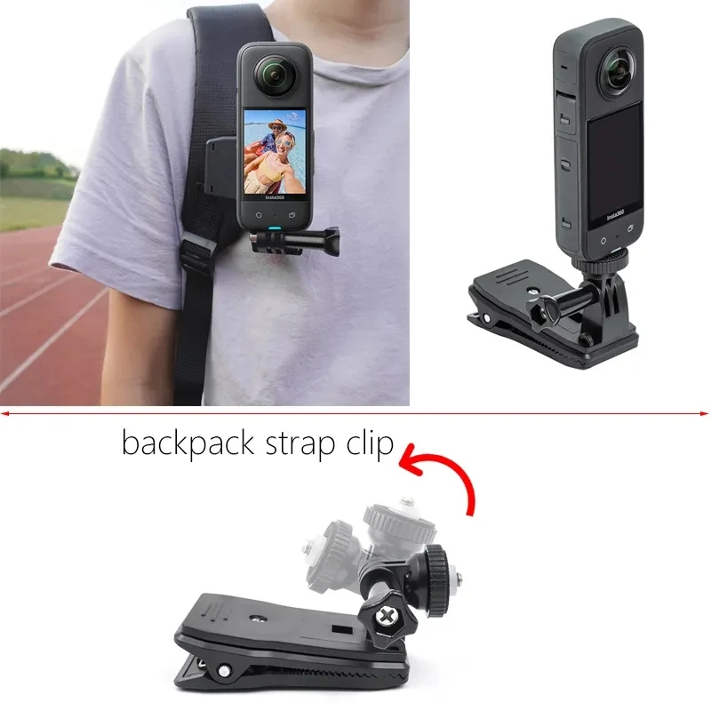 For GOPRO 13 DJI Action 4 Backpack Clip Bag Holder Mount For Insta360 Ace Pro Go3 X3 GOPRO 12 11 Action Camera Vlog Accessories