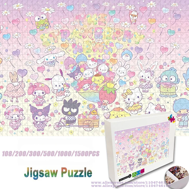 

Коллекция персонажей Sanrio, головоломка 108/200/300/500/1000/1500 шт., интеллектуальные пазлы для детей и взрослых, подарок на день рождения