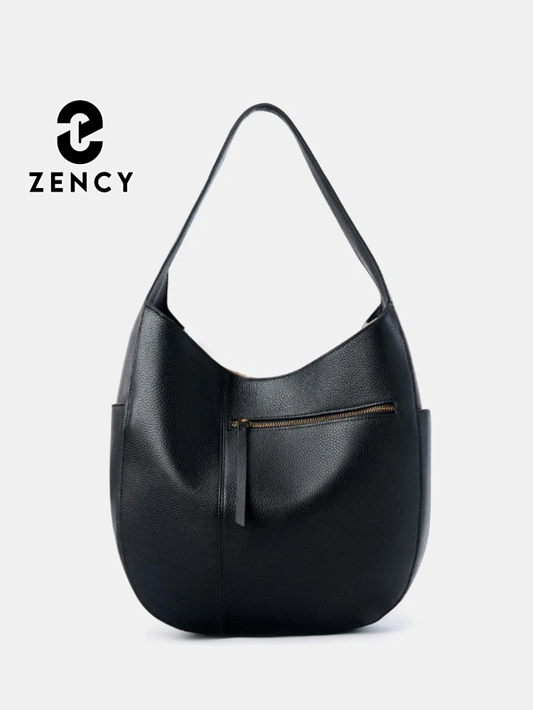 Zency Women's Genuine Leather Top Quality Large Hobo Bag Shoulder Commuters Handbag Designer Bag Big Totes For Beach Travel