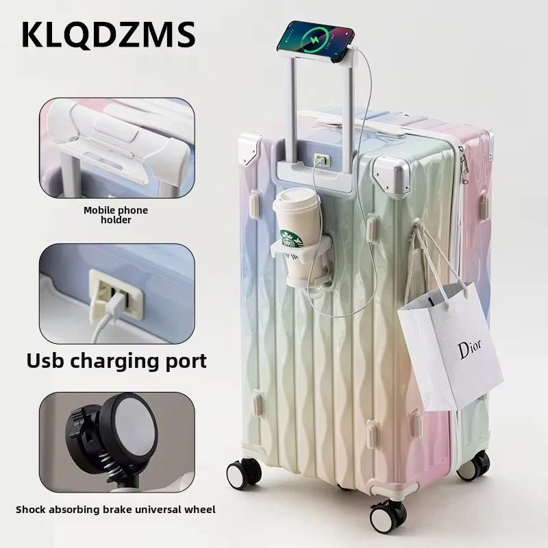 

KLQDZMS 24"26"High Quality Luggage 28" Large Capacity Zipper Cart Case Cart Type Travel Bag Universal Wheel Rolling PC Suitcase