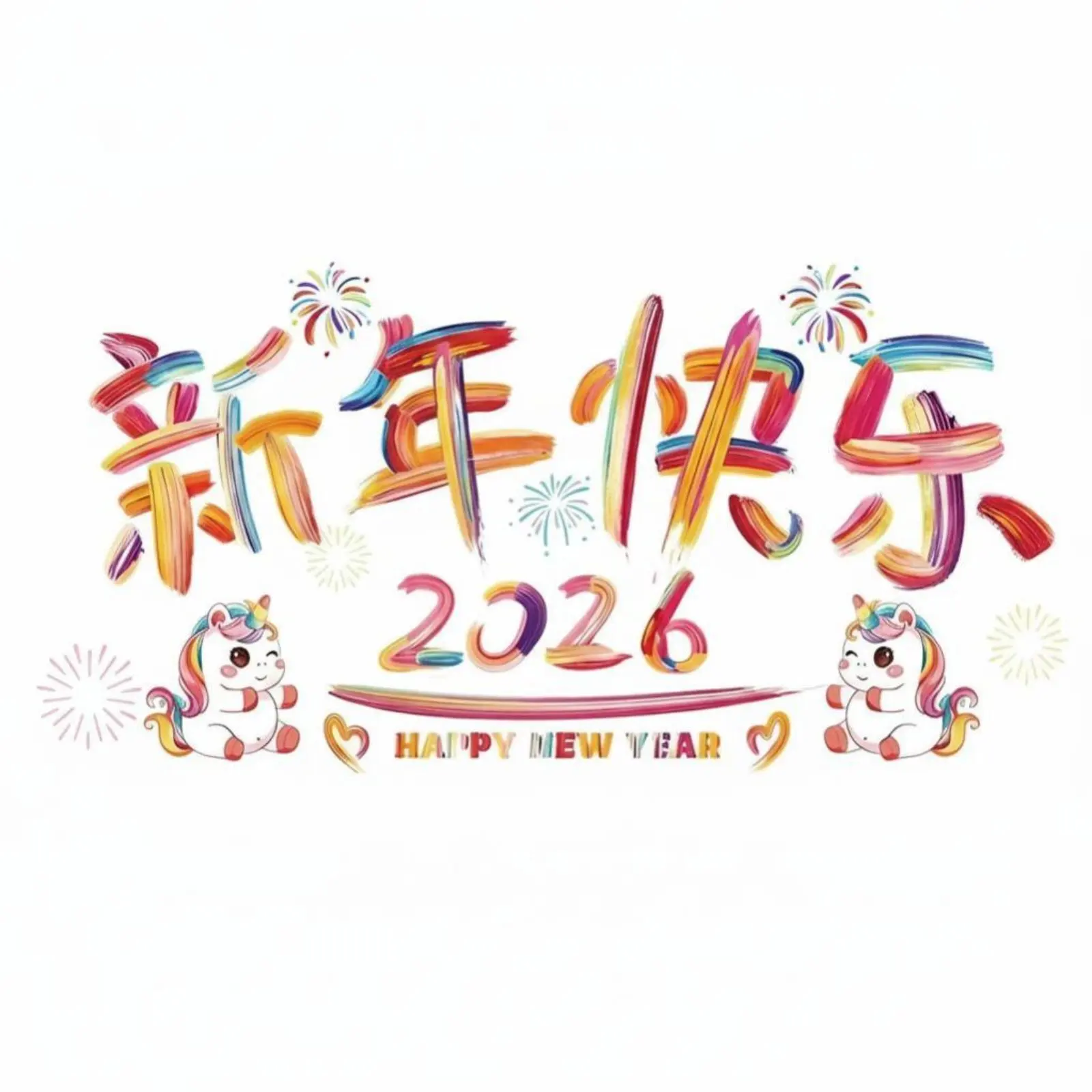 New Year Window Cling Sticker, Holiday Glass Door Decoration, Shop Mall Atmosphere, Horse Year, Colorful Blessing Decals view 5