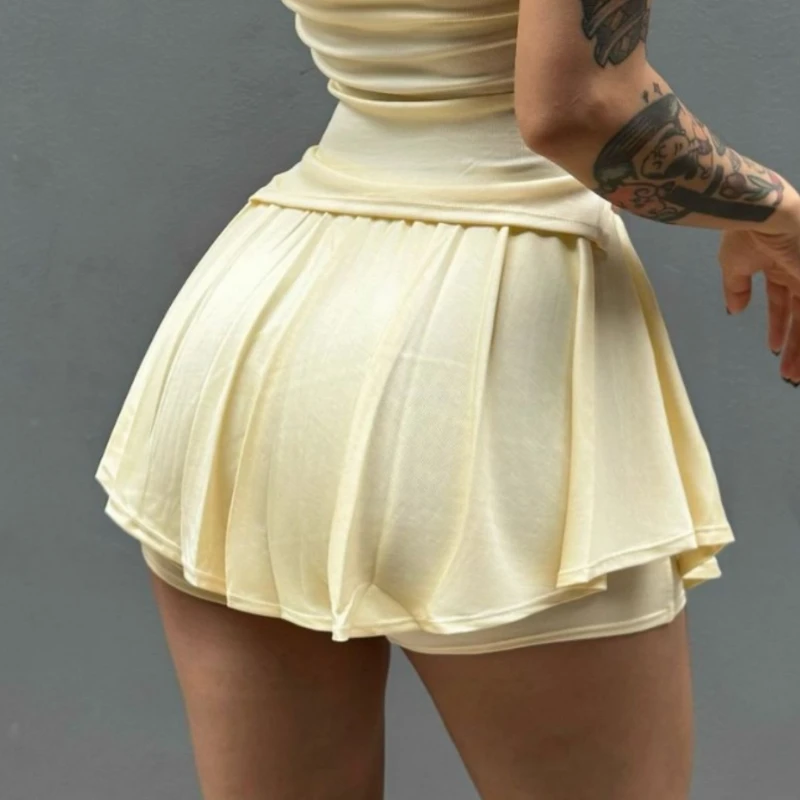 Women Tennis Golf Skirts Breathable Quick-dry High Waist Mini Pleated Skrit with Built-in Shorts for Running Fitness Activewear