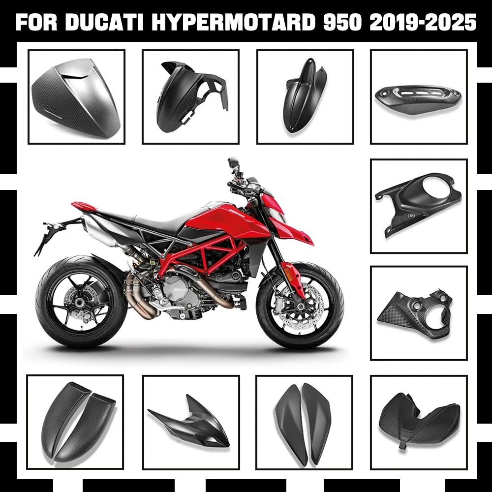 

For DUCATI Hypermotard 950 SP RVE 2019-2023 2024 2025 Carbon Fiber Body & Frame Cover Fairings Kit Motorcycle Accessories Matte