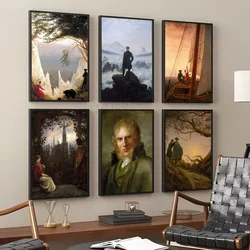 1pc Caspar David Friedrich 포스터 자기 접착 아트 방수 종이 스티커 커피 하우스 바 룸 벽 장식
