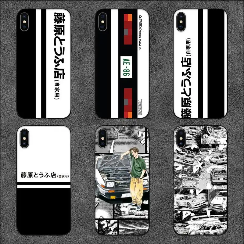 Classic Japan Cartoon Initial D Phone Case For iPhone 11 12 Mini 13 14 Pro XS Max X 8 7 6s Plus SE XR 14 Plus Silicon Soft Shell