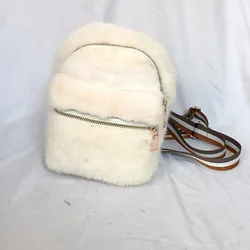 2022 New Real Mink Fur Backpack Women Luxury High Quality Fashion Small Female Spring Travel Teenager Girls Back Bag