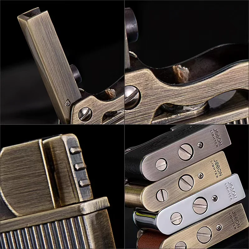 Jobon Gasoline Lighter Press Auto Ignition Metal Windproof Vintage Retro Cigarette Men Smoking Gift Gadgets
