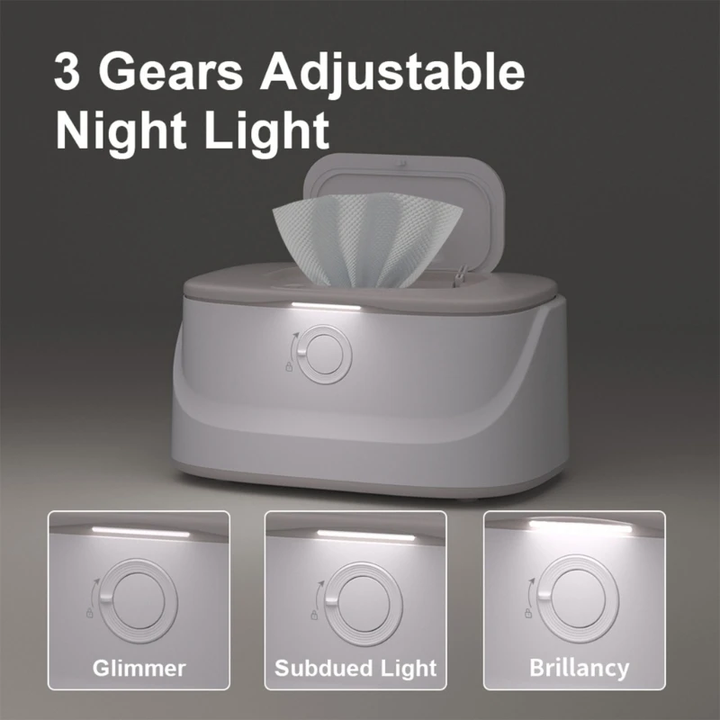 Spacious Baby Wet Wipe Heater with Efficient Temperature Control, Safe Spring Designing and Soothing Night Illumination