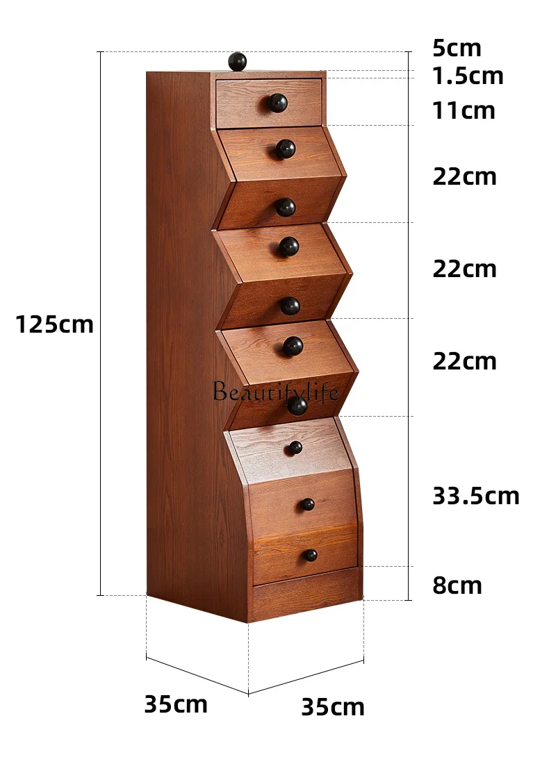 FG11French Style Mid-Ancient Living Room Small Stand Cabinet Corner Solid Wood Storage Organizer Retro Cabinet