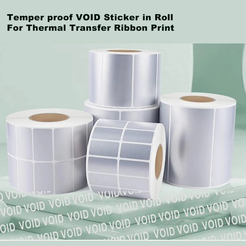 Transfer Printer Matte Silver VOID Label Temper Proof Unremovable Sticker One Time Use Only Leaving Evidence Seal