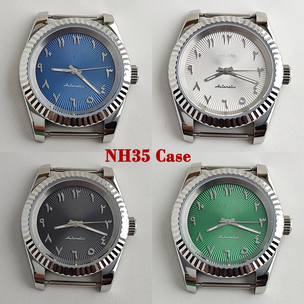 

NH35 case Arab NH35 dial sapphire Stainless Steel Case Transparent Case Back for NH35 Movement