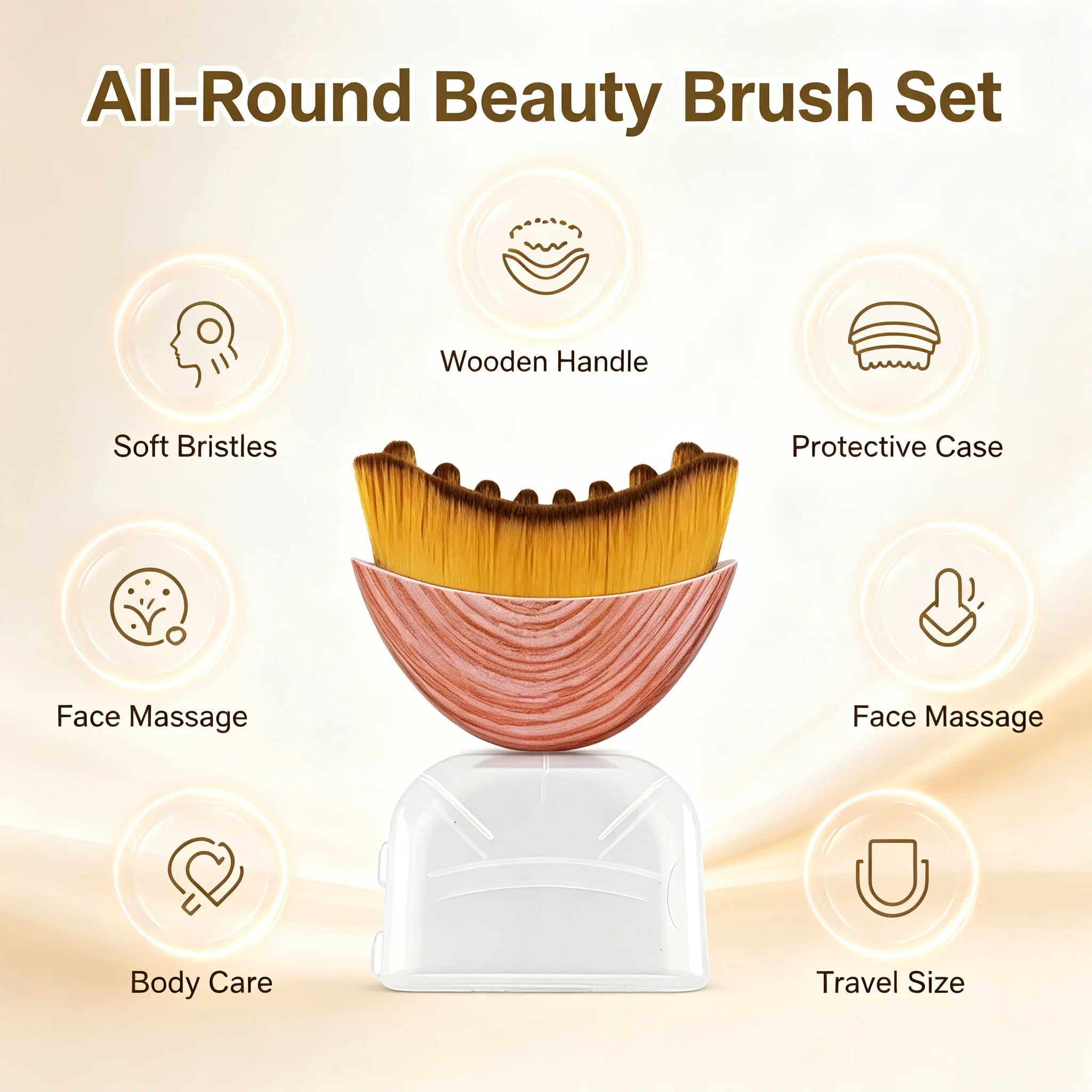 Portable Lymphatic Beauty Brush Wave Curved Fit Face Contour, Home Facial SPA, Jawline Massage