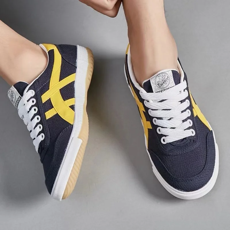 HUILI Big Size 48 47 Blue Yellow Retro Vulcanized Sports Shoes Men Women Leisure Tai Chi Sneakers Athletic Canvas Shoes